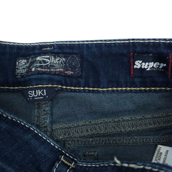 Silver Suki Mid Capri Jeans Size 29 x 22 Dark Wash Mid Rise Stretch Denim Pants - Picture 12 of 12
